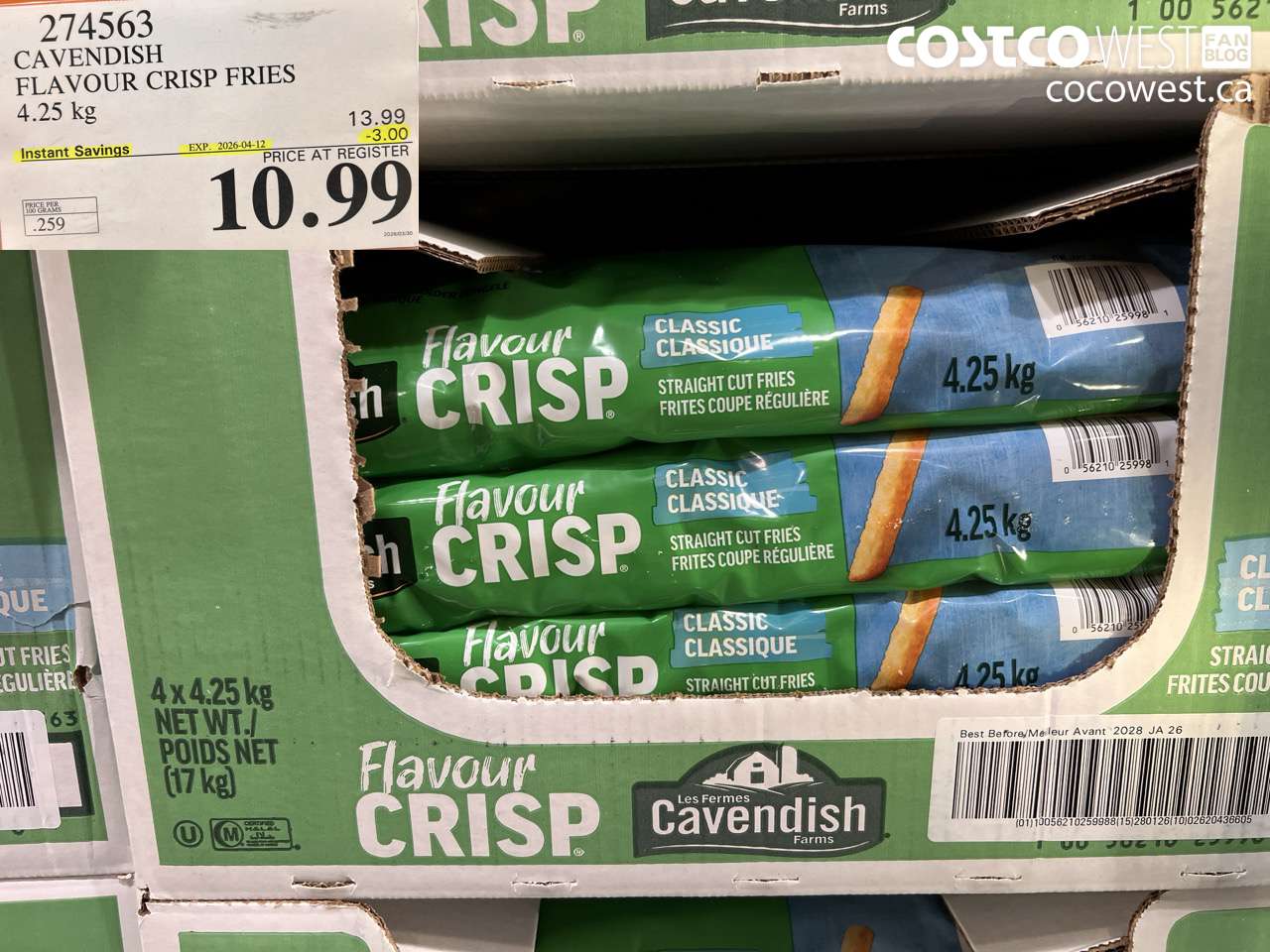 274563 CAVENDISH FLAVOUR CRISP FRIES 4.25 KG ($3.00 INSTANT SAVINGS EXPIRES ON 2026-04-12) $10.99