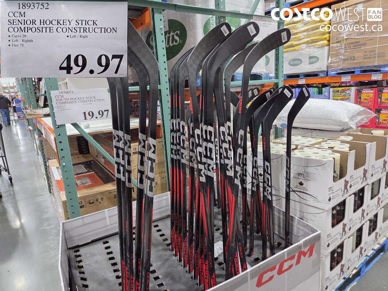 1893752 CCM SENIOR HOCKEY STICK COMPOSITE CONSTRUCTION $49.97