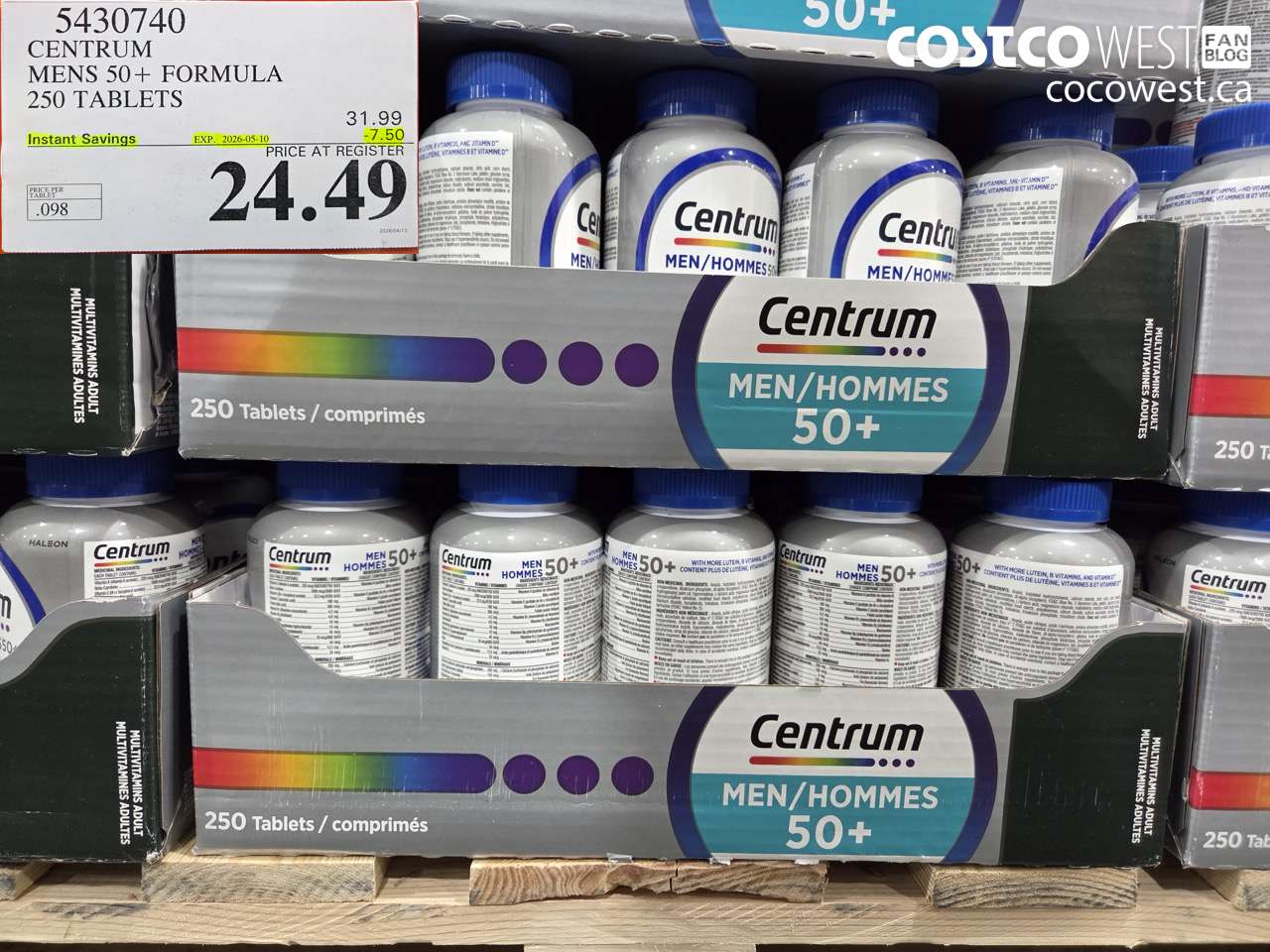 5430740 CENTRUM MENS 50+ FORMULA 250 TABLETS ($7.50 INSTANT SAVINGS EXPIRES ON 2026-05-10) $24.49