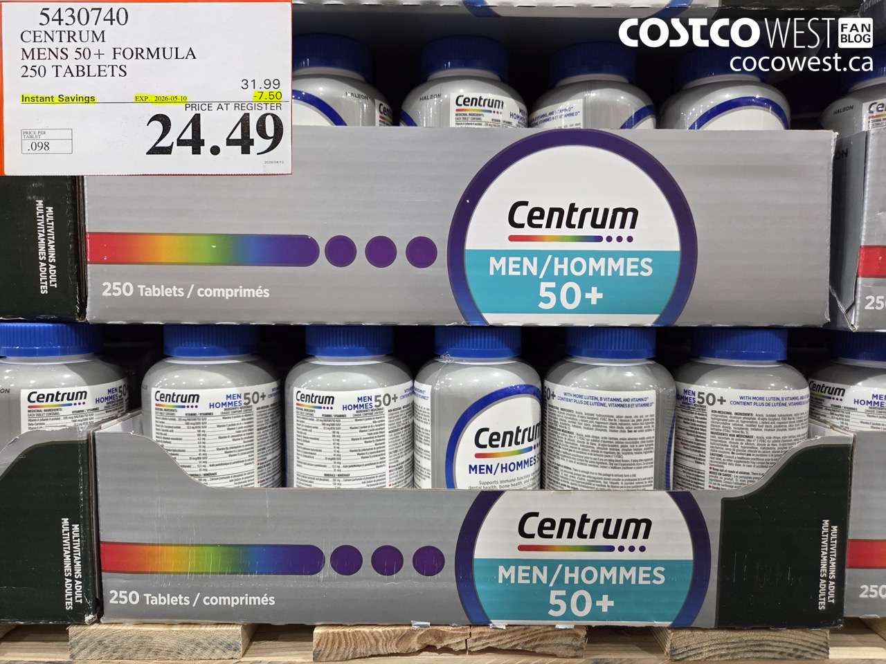 5430740 CENTRUM MENS 50+ FORMULA 250 TABLETS ($7.50 INSTANT SAVINGS EXPIRES ON 2026-05-10) $24.49