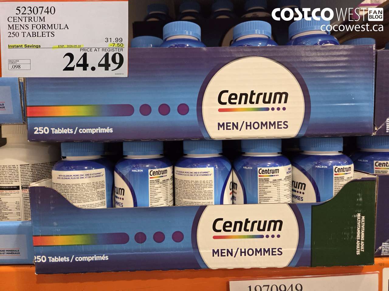 5230740 CENTRUM MENS FORMULA 250 TABLETS ($7.50 INSTANT SAVINGS EXPIRES ON 2026-05-10) $24.49