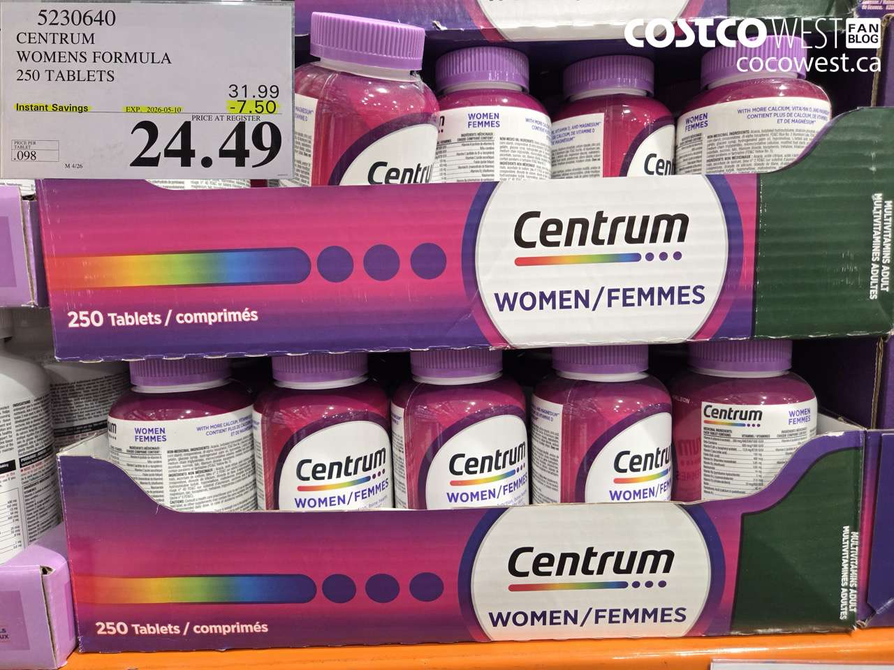 5230640 CENTRUM WOMENS FORMULA 250 TABLETS ($7.50 INSTANT SAVINGS EXPIRES ON 2026-05-10) $24.49