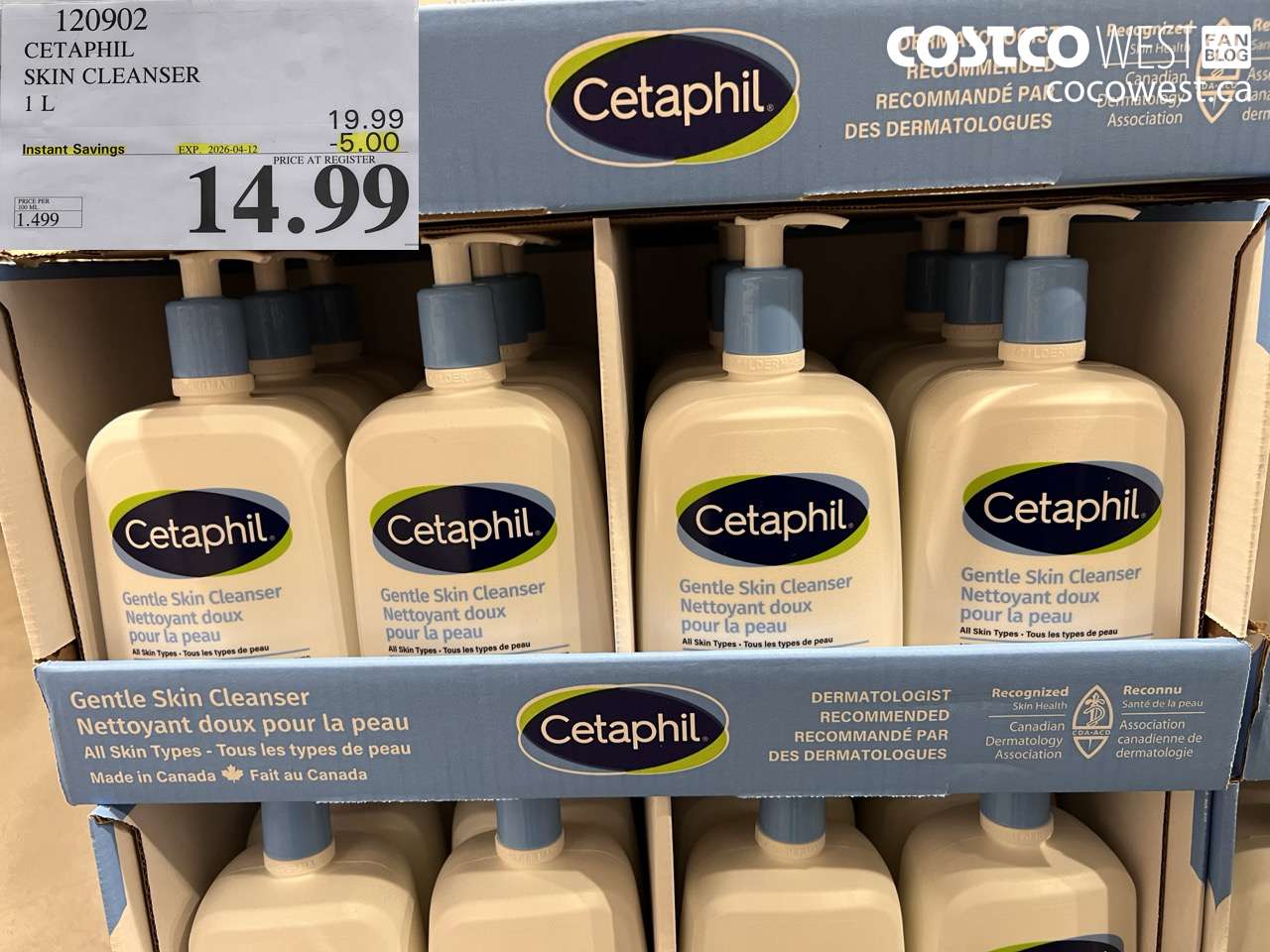120902 CETAPHIL SKIN CLEANSER 1 L ($5.00 INSTANT SAVINGS EXPIRES ON 2026-04-12) $14.99