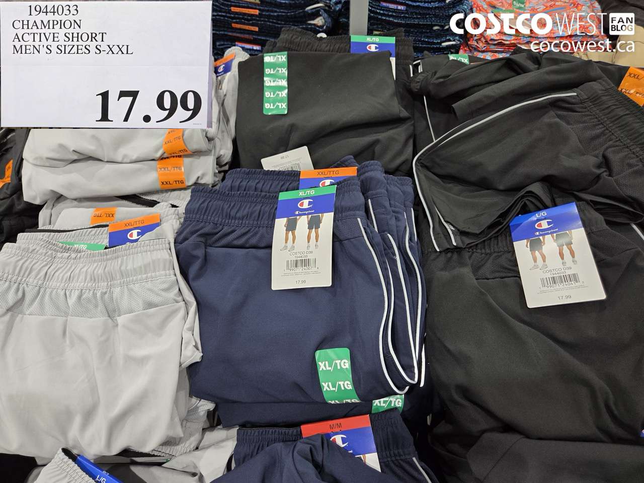 1944033 CHAMPION ACTIVE SHORT MEN'S SIZES S-XXL $17.99