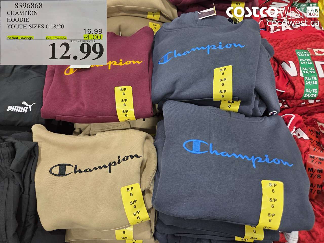 8396868 CHAMPION HOODIE YOUTH SIZES 6-18/20 ($4.00 INSTANT SAVINGS EXPIRES ON 2026-04-26) $12.99