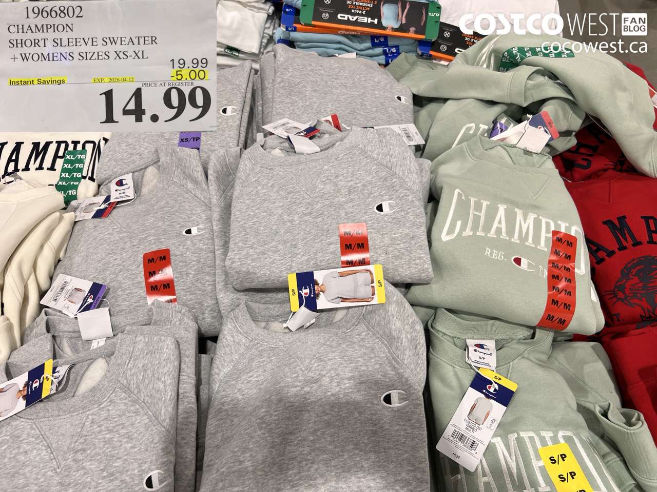 1966802 CHAMPION SHORT SLEEVE SWEATER + WOMENS SIZES XS-XL ($5.00 INSTANT SAVINGS EXPIRES ON 2026-04-12) $14.99