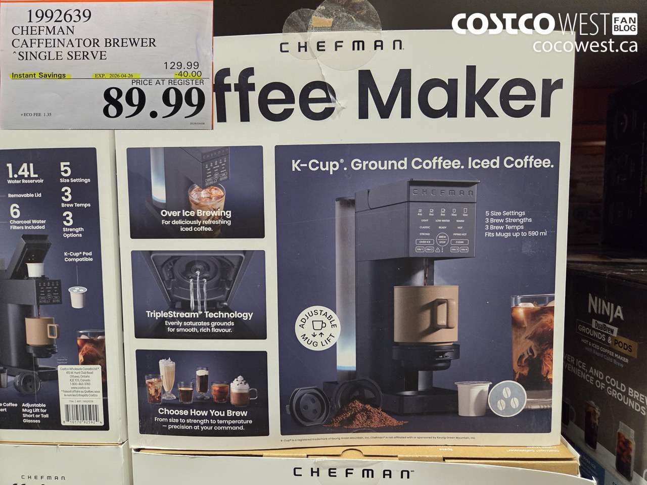 1992639 CHEFMAN CAFFEINATOR BREWER SINGLE SERVE ($40.00 INSTANT SAVINGS EXPIRES ON 2026-04-26) $89.99