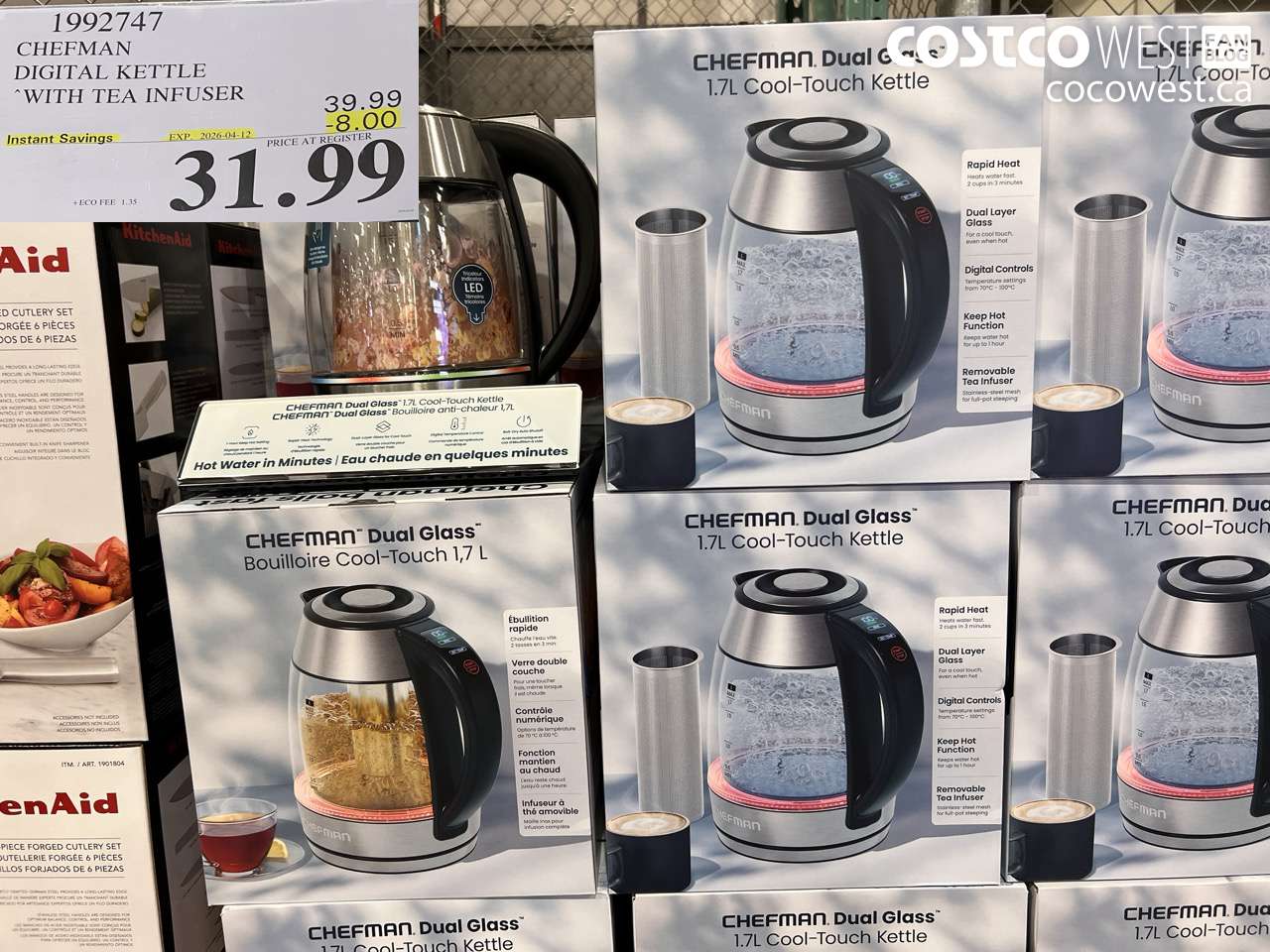 1992747 CHEFMAN DIGITAL KETTLE WITH TEA INFUSER ($8.00 INSTANT SAVINGS EXPIRES ON 2026-04-12) $31.99