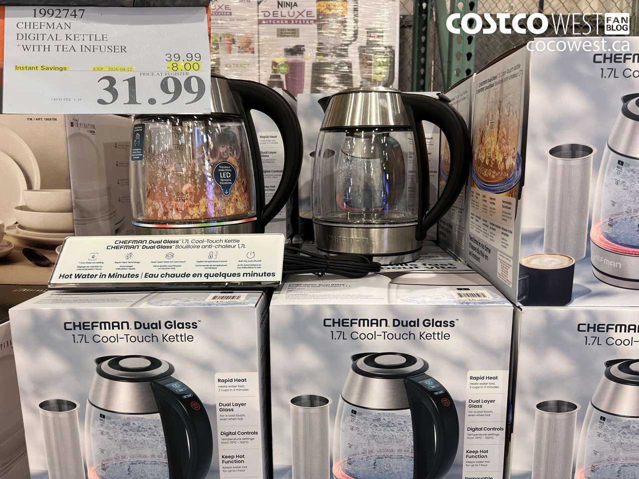 1992747 CHEFMAN DIGITAL KETTLE WITH TEA INFUSER ($8.00 INSTANT SAVINGS EXPIRES ON 2026-04-12) $31.99