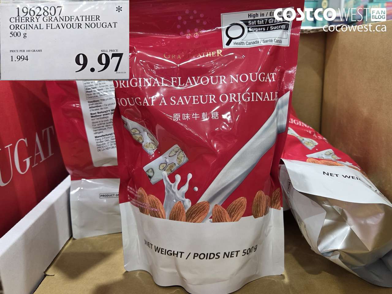 1962807 CHERRY GRANDFATHER ORGINAL FLAVOUR NOUGAT 500G $9.97