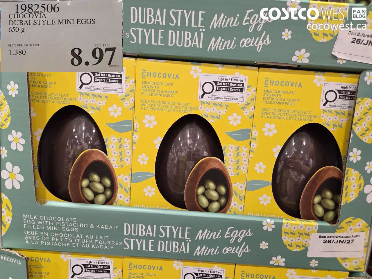1982506 CHOCOVIA DUBAI STYLE MINI EGGS 650 G $8.97