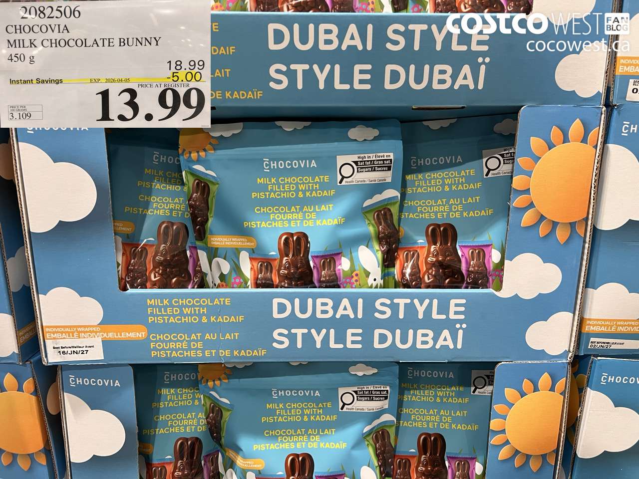 2082506 CHOCOVIA MILK CHOCOLATE BUNNY 450G ($5.00 INSTANT SAVINGS EXPIRES ON 2026-04-05) $13.99