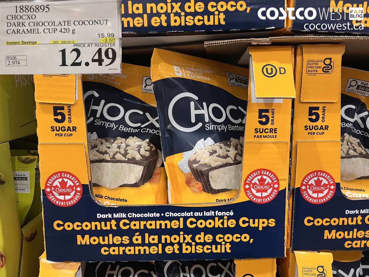 1886895 CHOCO DARK CHOCOLATE COCONUT CARAMEL CUP 420 G ($3.50 INSTANT SAVINGS EXPIRES ON 2026-04-12) $12.49