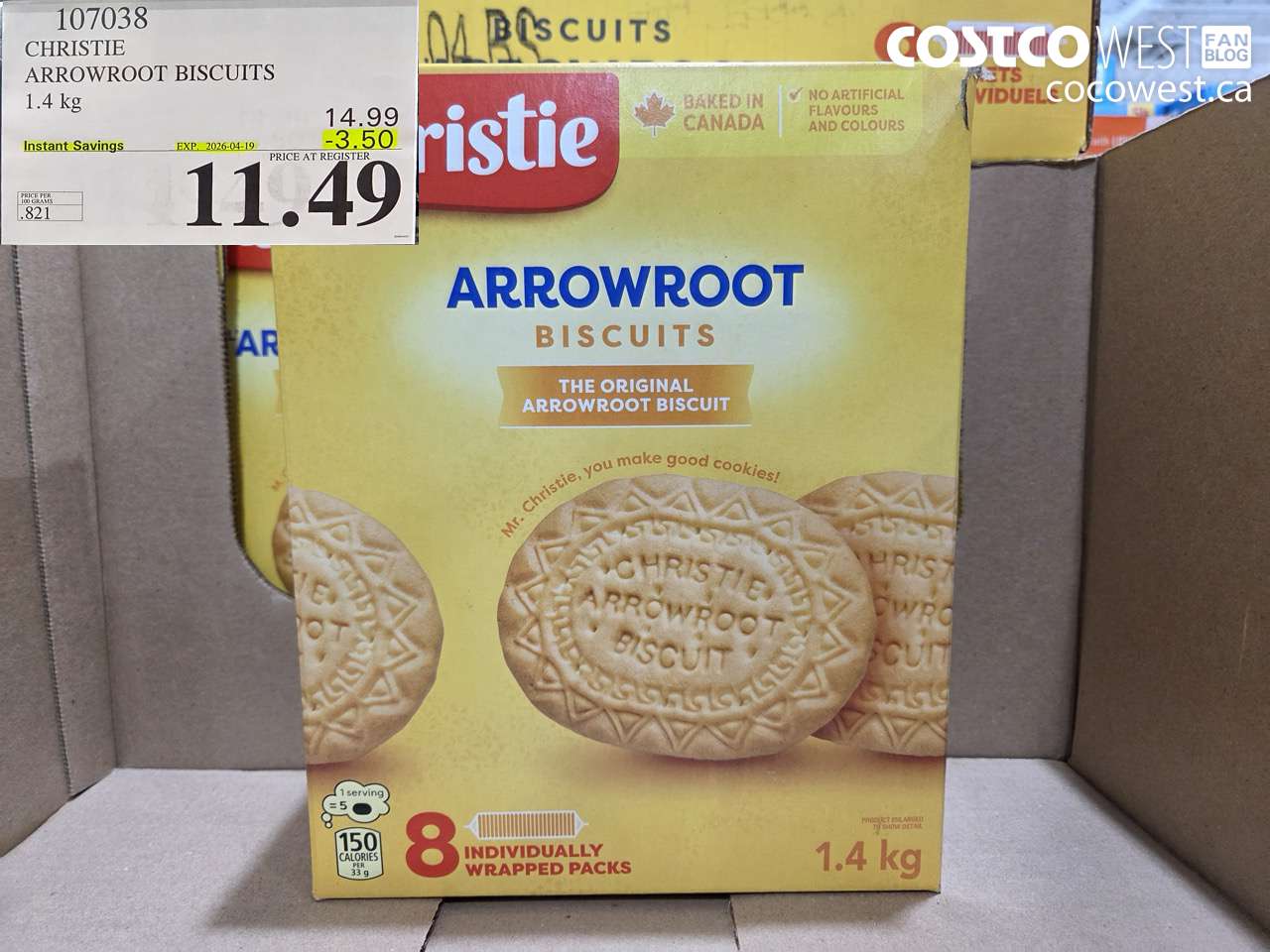 107038 CHRISTIE ARROWROOT BISCUITS 1.4KG ($3.50 INSTANT SAVINGS EXPIRES ON 2026-04-19) $11.49