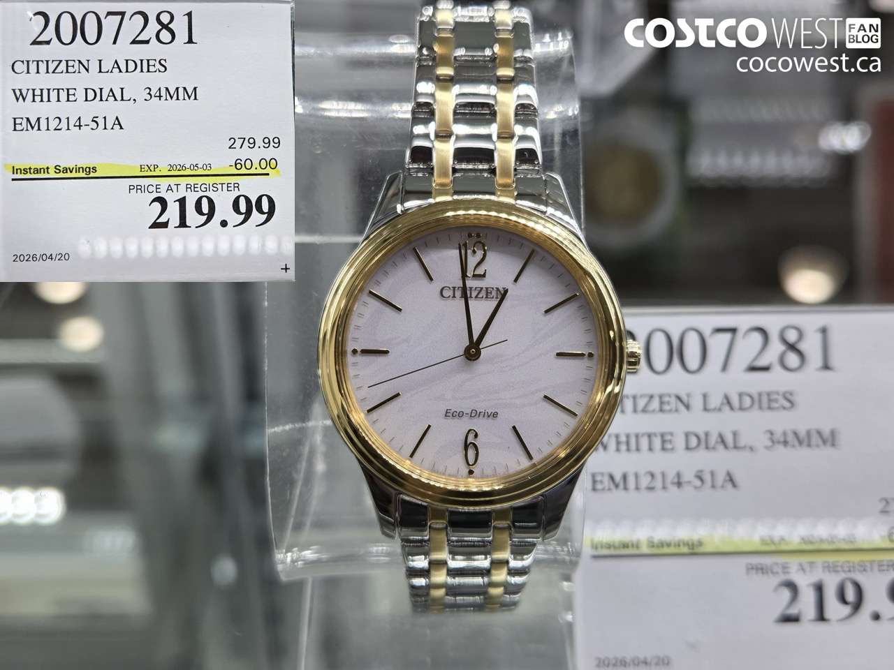 2007281 CITIZEN LADIES WHITE DIAL, 34MM EM1214-51A ($60.00 INSTANT SAVINGS EXPIRES ON 2026-05-03) $219.99