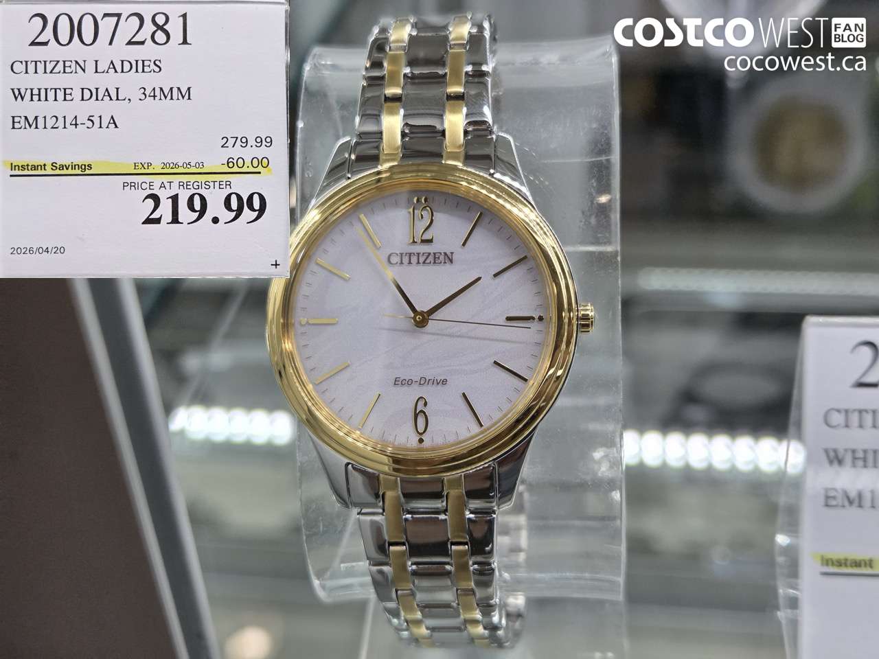 2007281 CITIZEN LADIES WHITE DIAL, 34MM EM1214-51A ($60.00 INSTANT SAVINGS EXPIRES ON 2026-05-03) $219.99