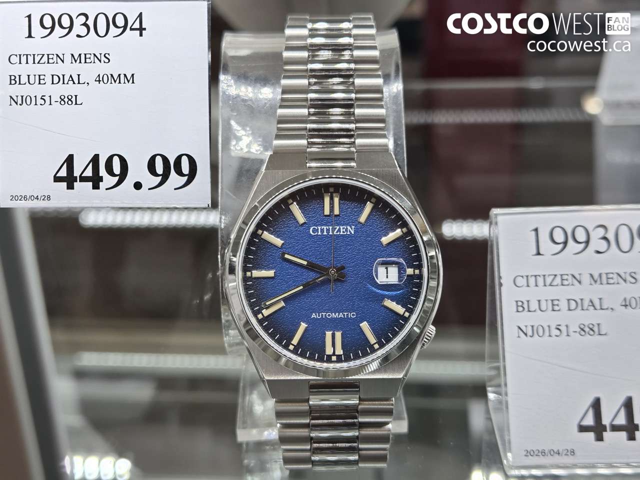 1993094 CITIZEN MENS BLUE DIAL, 40MM NJ0151-8L $449.99