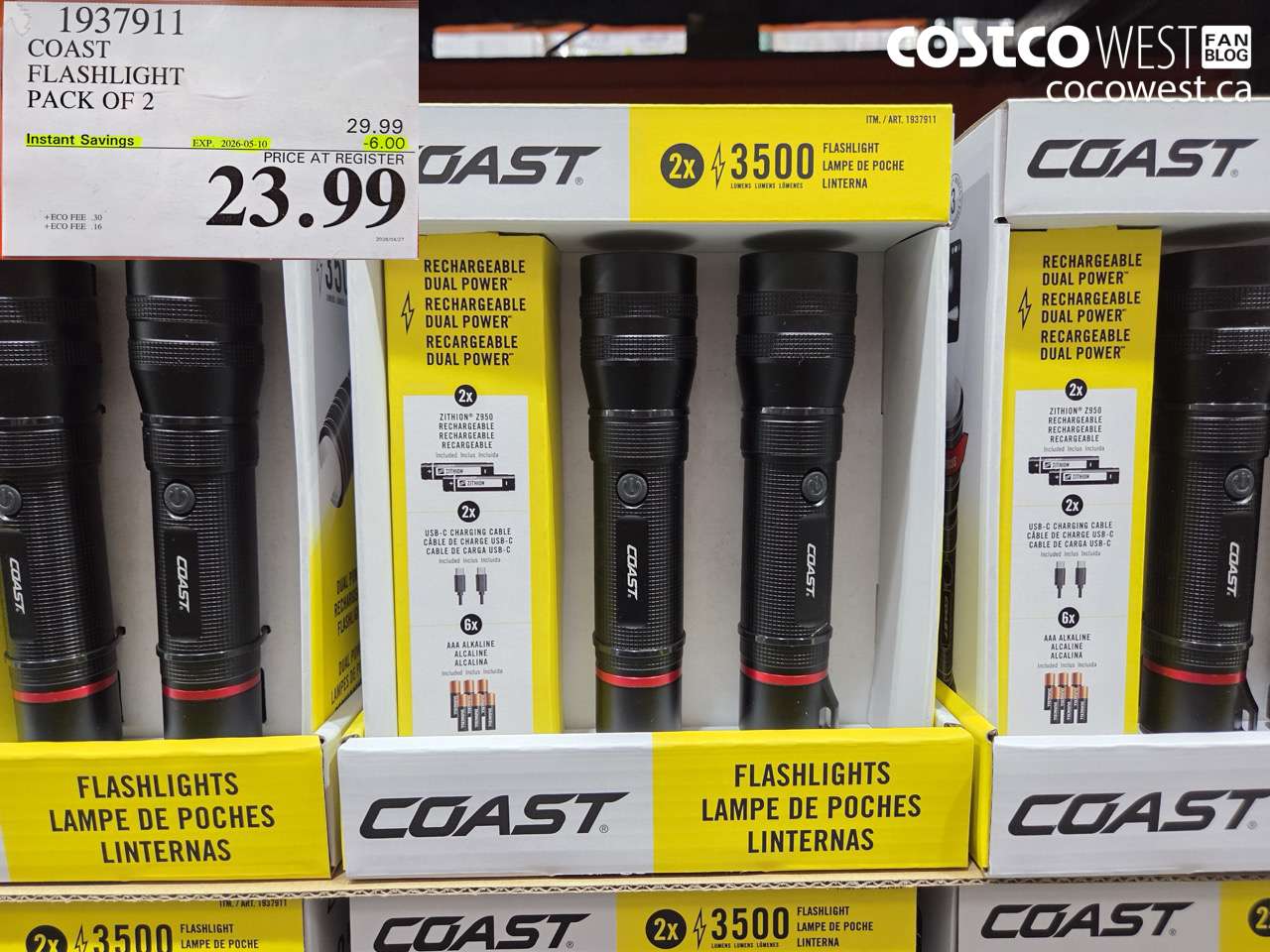 1937911 COAST FLASHLIGHT PACK OF 2 ($6.00 INSTANT SAVINGS EXPIRES ON 2026-05-10) $23.99