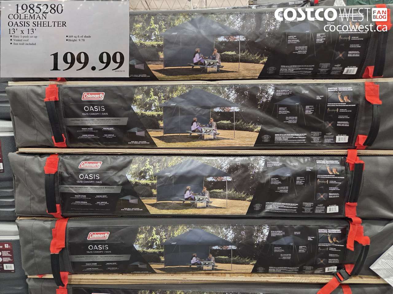 1985280 COLEMAN OASIS SHELTER 13' X 13' $199.99
