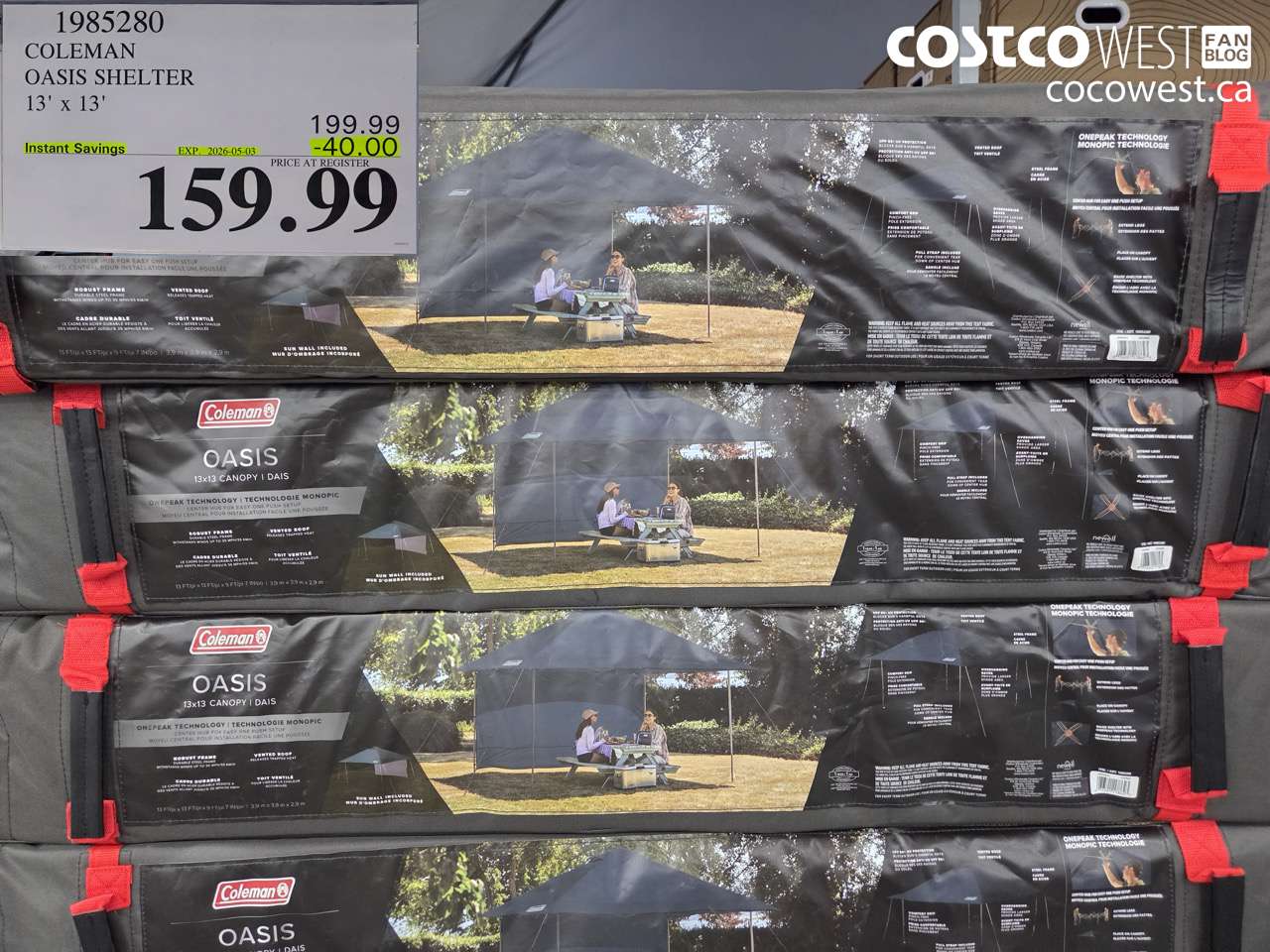 1985280 COLEMAN OASIS SHELTER 13' x 13' ($40.00 INSTANT SAVINGS EXPIRES ON 2026-05-03) $159.99
