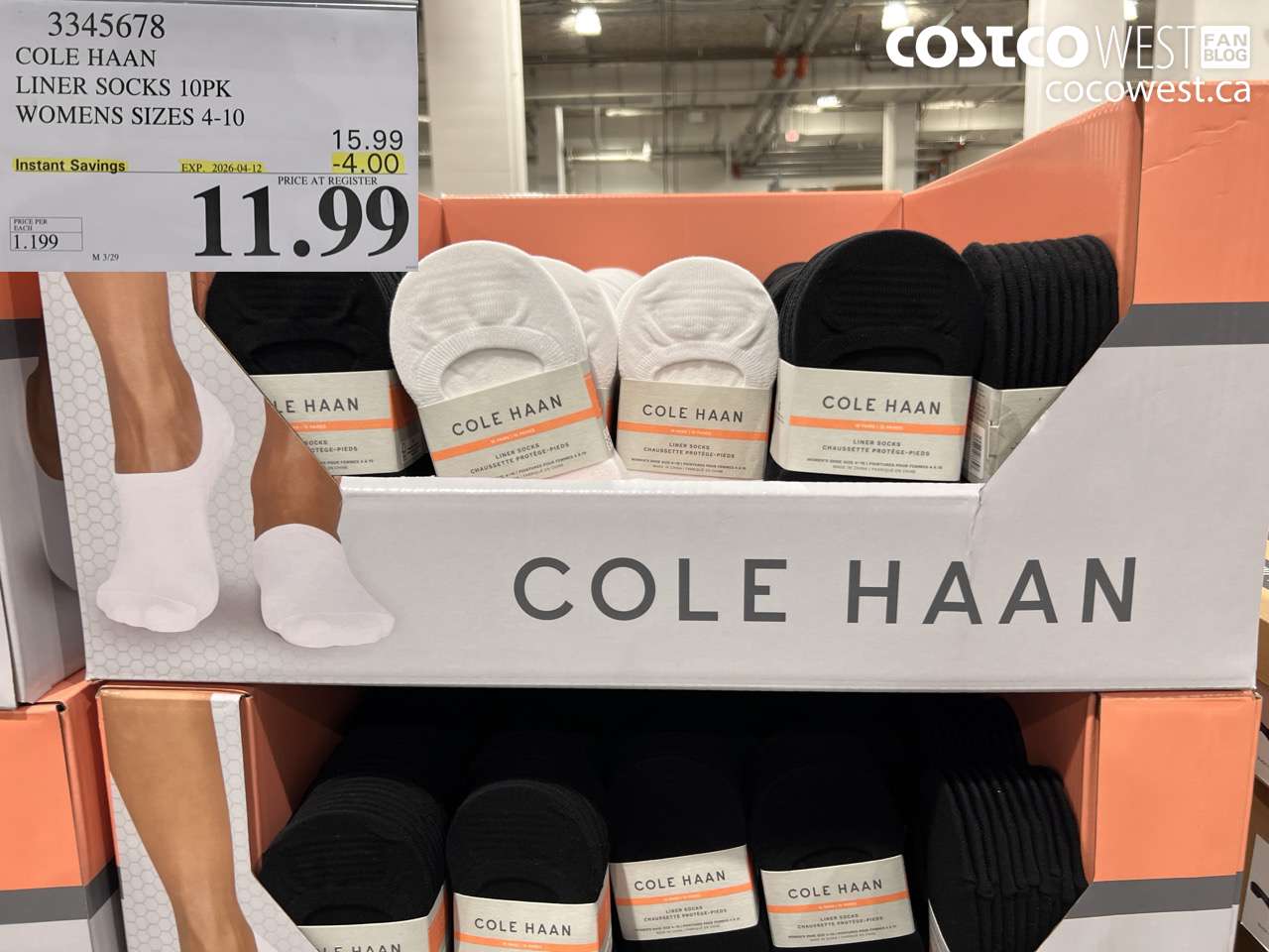 3345678 COLE HAAN LINER SOCKS 10PK WOMENS SIZES 4-10 ($4.00 INSTANT SAVINGS EXPIRES ON 2026-04-12) $11.99