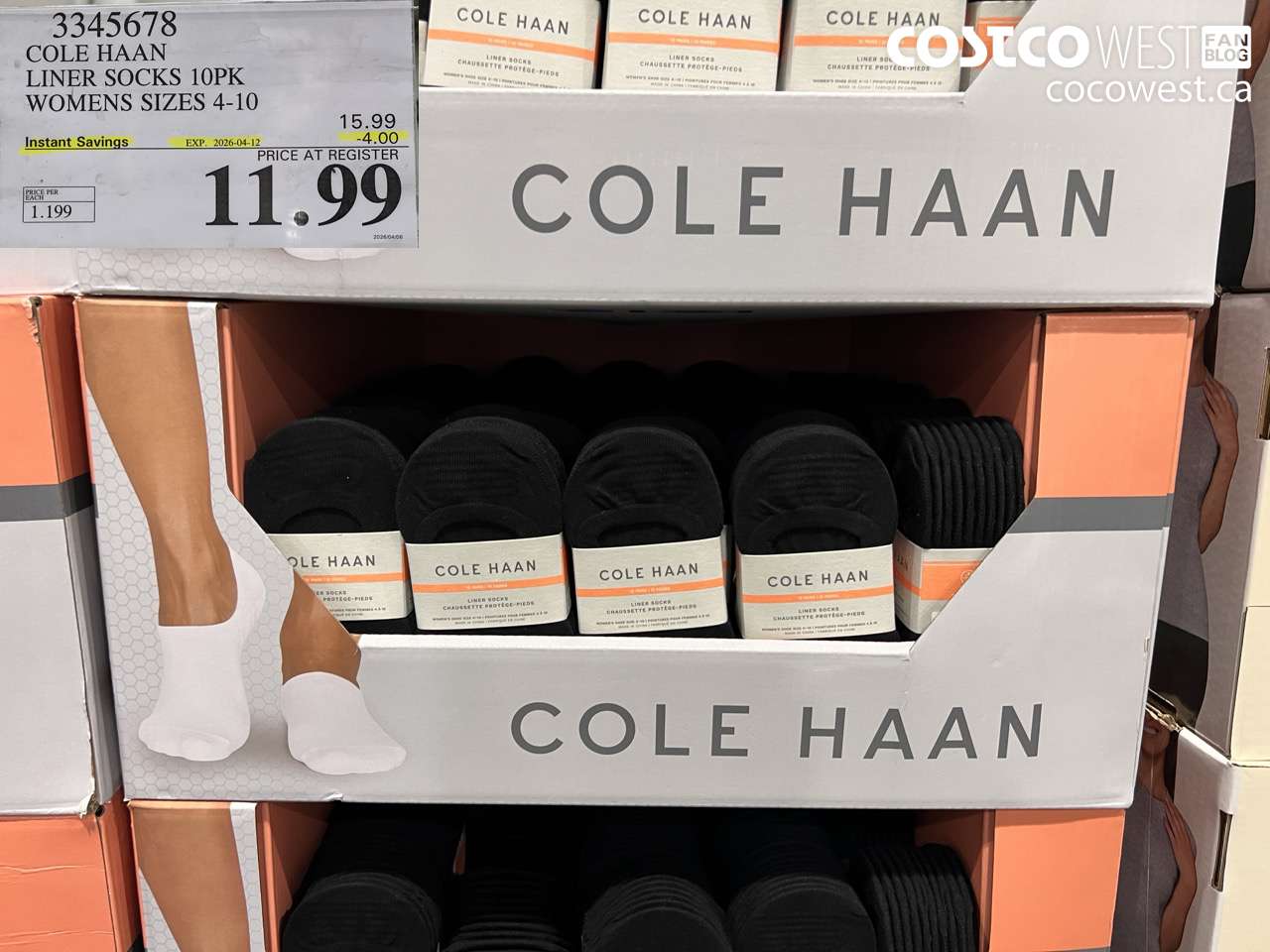 3345678 COLE HAAN LINER SOCKS 10PK WOMENS SIZES 4-10 ($4.00 INSTANT SAVINGS EXPIRES ON 2026-04-12) $11.99