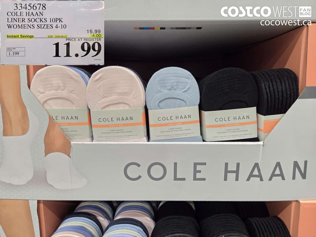 3345678 COLE HAAN LINER SOCKS 10PK WOMENS SIZES 4-10 ($4.00 INSTANT SAVINGS EXPIRES ON 2026-04-12) $11.99