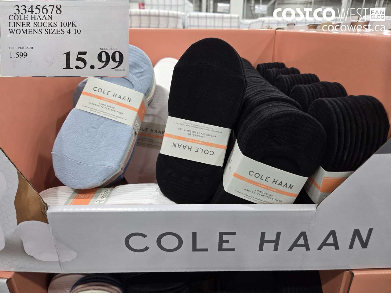3345678 COLE HAAN LINER SOCKS 10PK WOMENS SIZES 4-10 $15.99