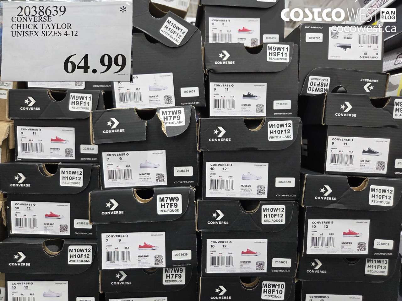 2038639 CONVERSE CHUCK TAYLOR UNISEX SIZES 4-12 $64.99