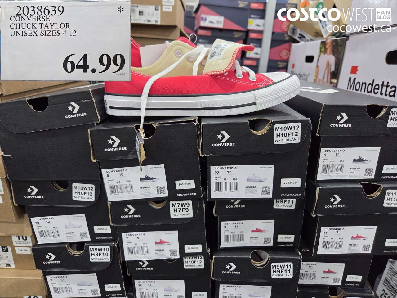 2038639 CONVERSE CHUCK TAYLOR UNISEX SIZES 4-12 $64.99