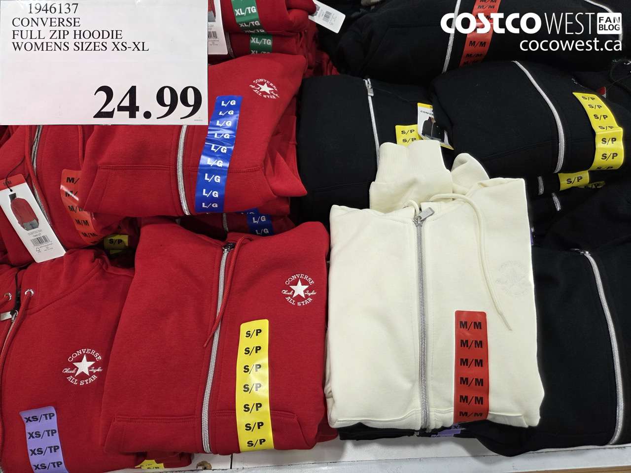 1946137 CONVERSE FULL ZIP HOODIE WOMENS SIZES XS-XL $24.99