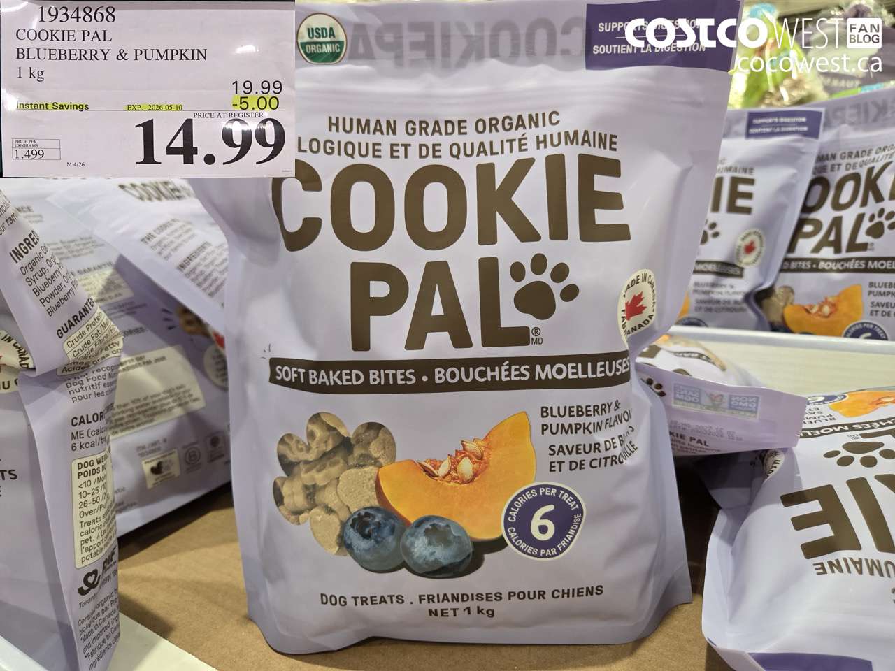 1934868 COOKIE PAL BLUEBERRY & PUMPKIN 1KG ($5.00 INSTANT SAVINGS EXPIRES ON 2026-05-10) $14.99