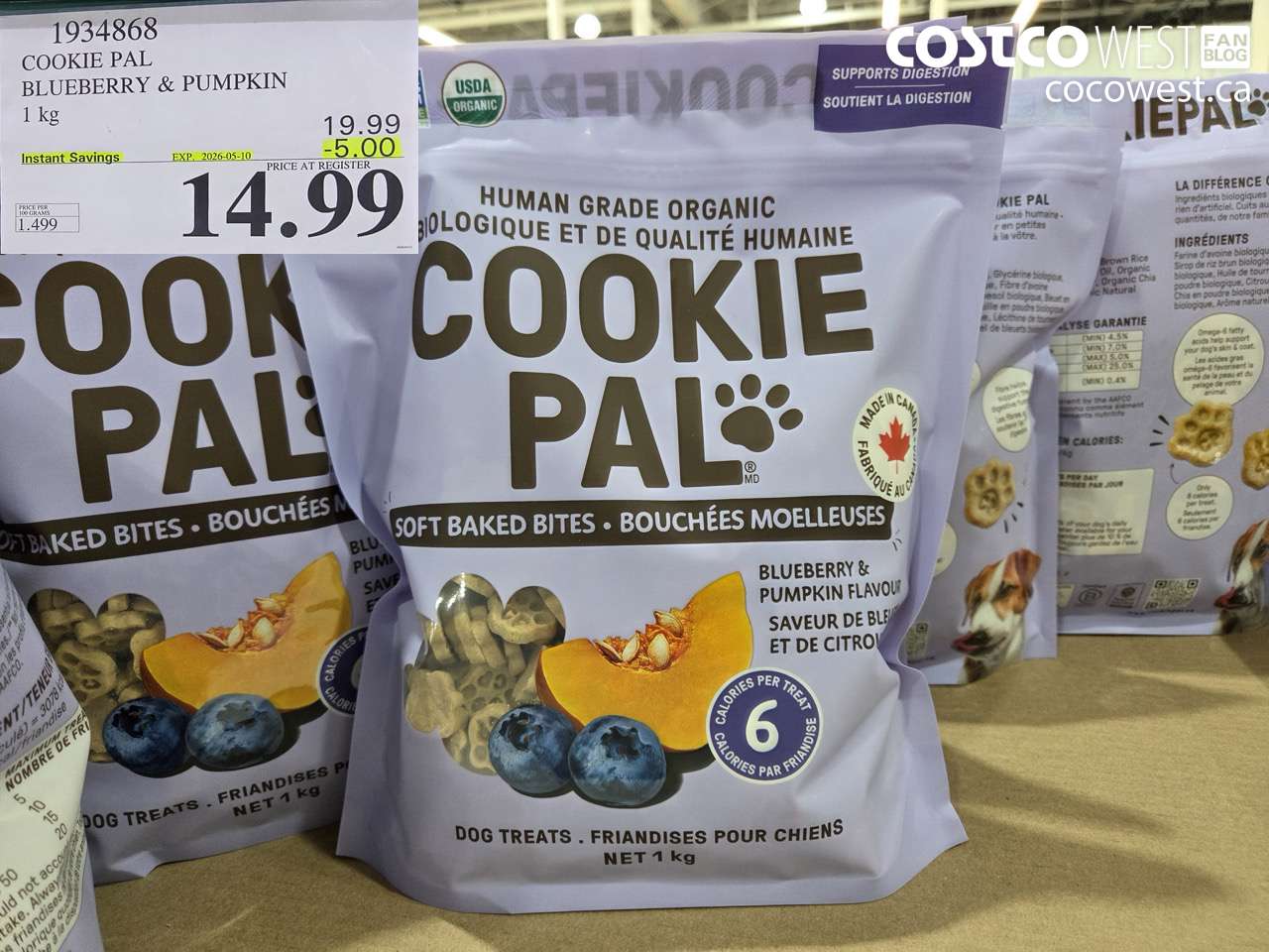 1934868 COOKIE PAL BLUEBERRY & PUMPKIN 1 KG ($5.00 INSTANT SAVINGS EXPIRES ON 2026-05-10) $14.99