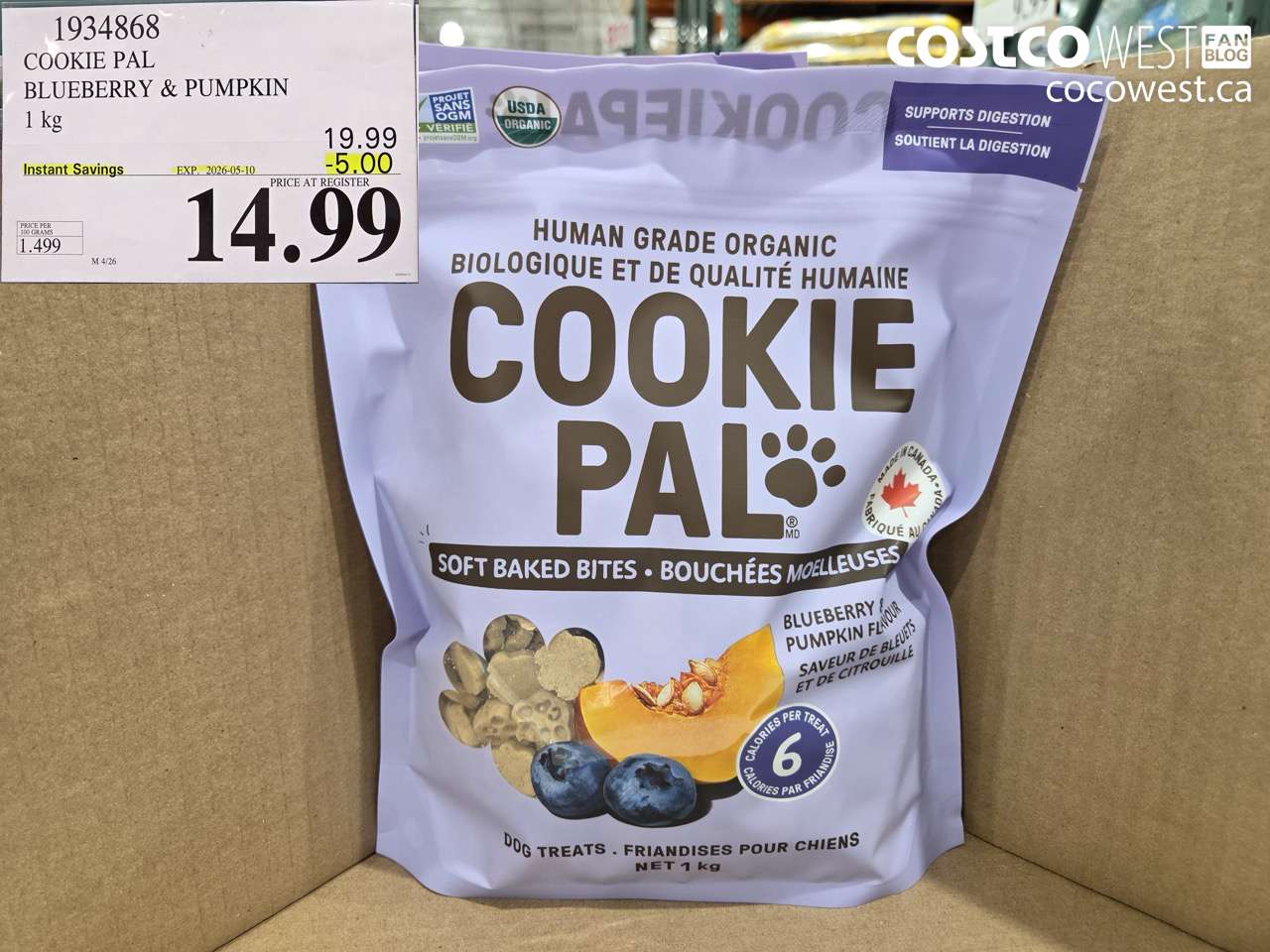 1934868 COOKIE PAL BLUEBERRY & PUMPKIN 1 KG ($5.00 INSTANT SAVINGS EXPIRES ON 2026-05-10) $14.99