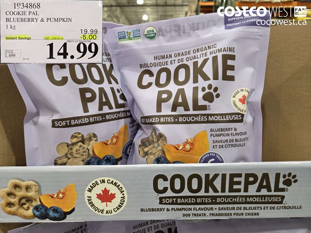 1934868 COOKIE PAL BLUEBERRY & PUMPKIN 1 KG ($5.00 INSTANT SAVINGS EXPIRES ON 2026-05-10) $14.99
