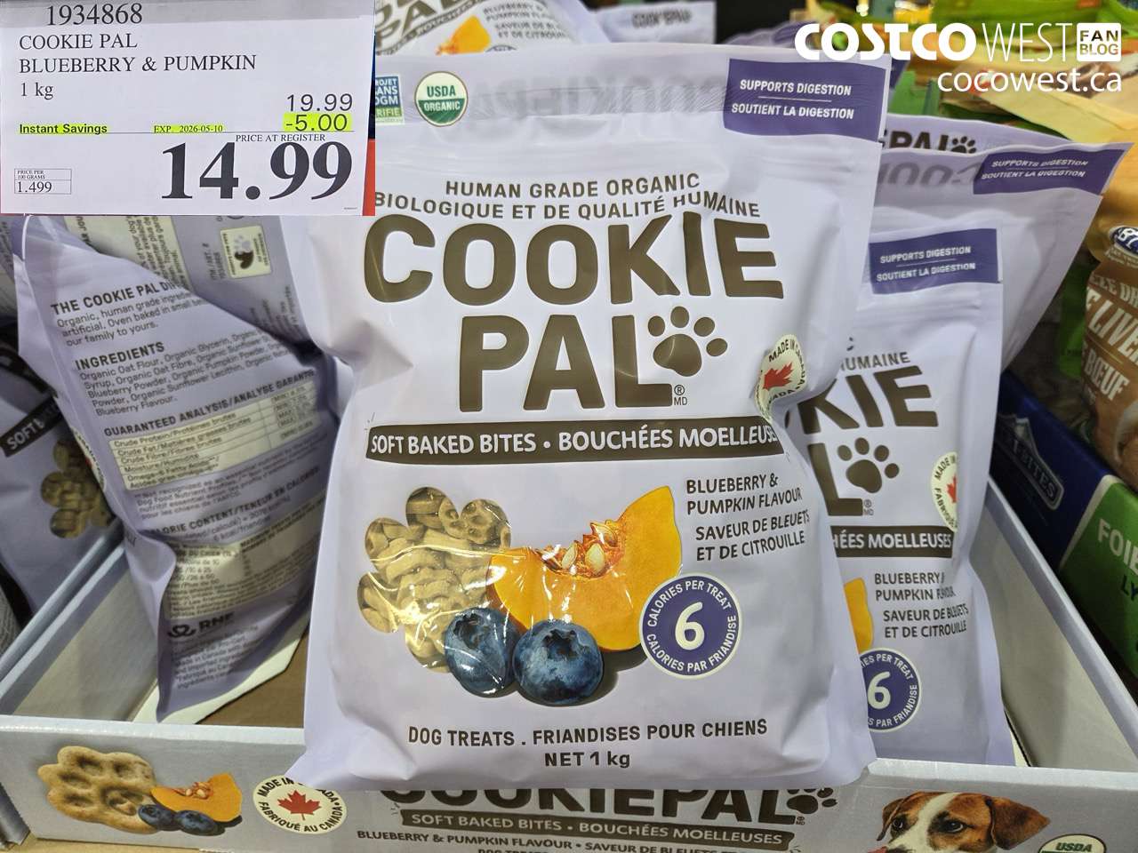 1934868 COOKIE PAL BLUEBERRY & PUMPKIN 1 KG ($5.00 INSTANT SAVINGS EXPIRES ON 2026-05-10) $14.99