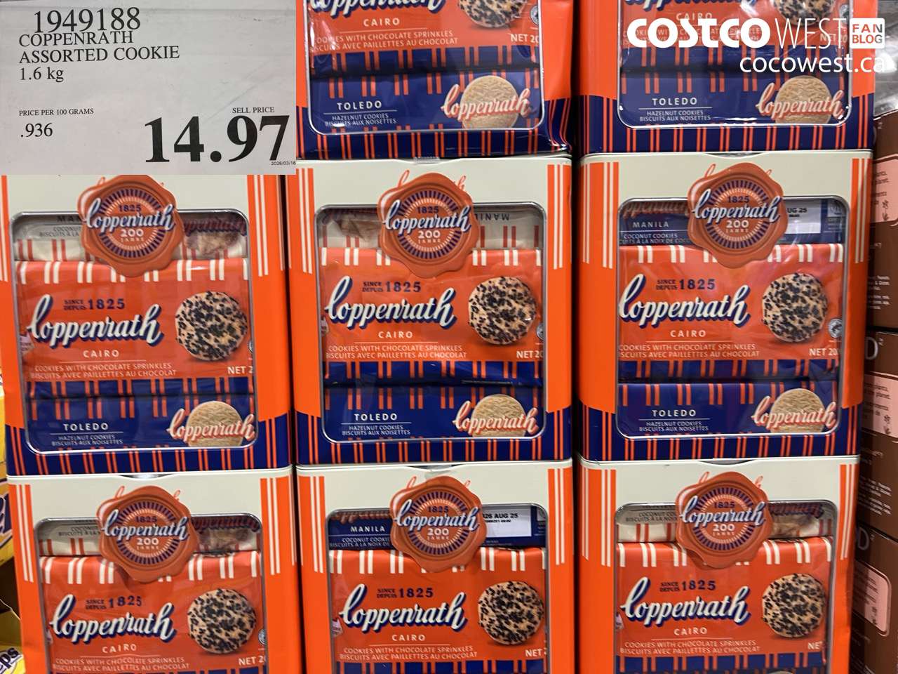 1949188 COPPENRATH ASSORTED COOKIE 1.6 KG $14.97