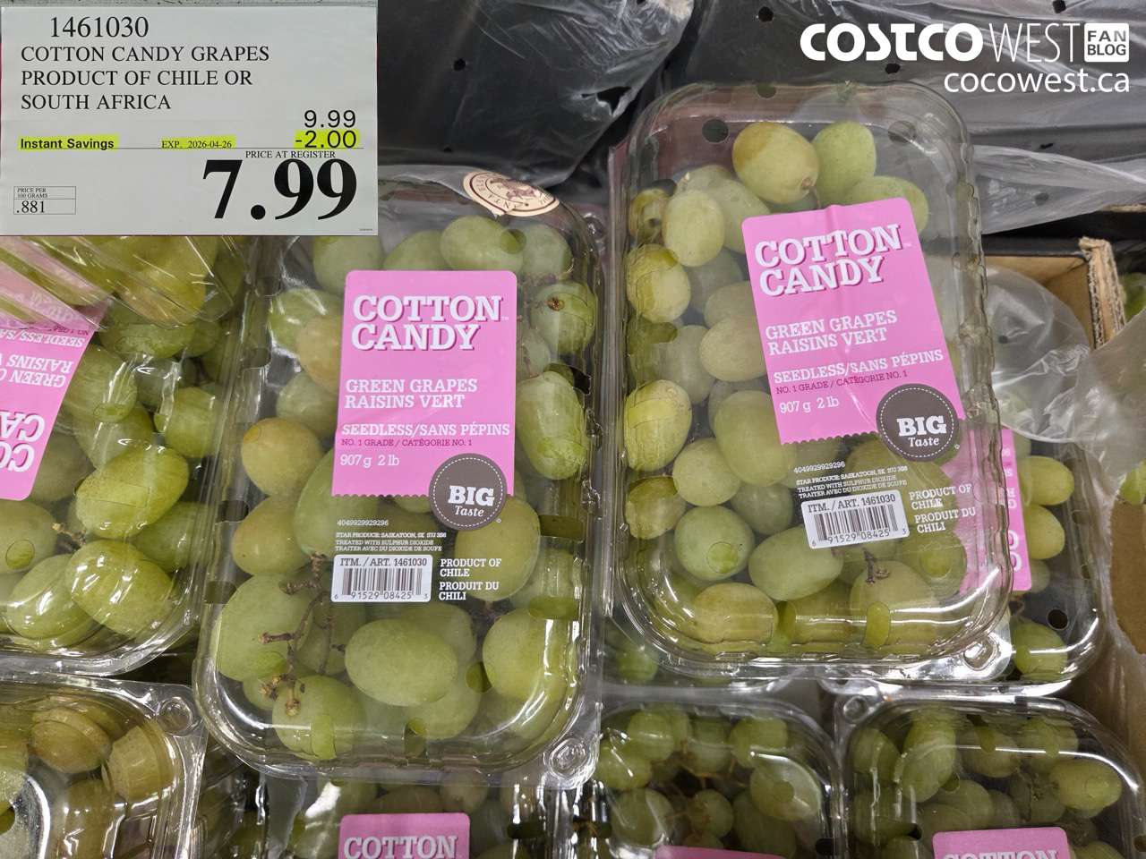 1461030 COTTON CANDY GRAPES PRODUCT OF CHILE OR SOUTH AFRICA ($2.00 INSTANT SAVINGS EXPIRES ON 2026-04-26) $7.99