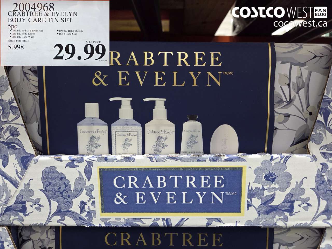 2004968 CRABTREE & EVELYN BODY CARE TIN SET 5PC $29.99