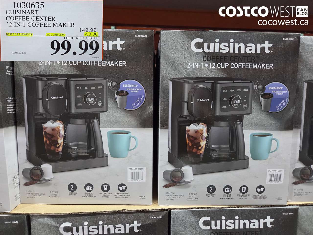 1030635 CUISINART COFFEE CENTER 2-IN-1 COFFEE MAKER ($50.00 INSTANT SAVINGS EXPIRES ON 2026-05-01) $99.99