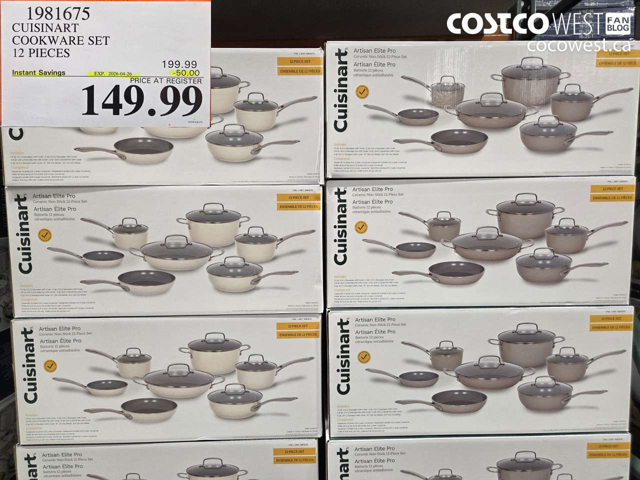 1981675 CUISINART COOKWARE SET 12 PIECES ($50.00 INSTANT SAVINGS EXPIRES ON 2026-04-26) $149.99