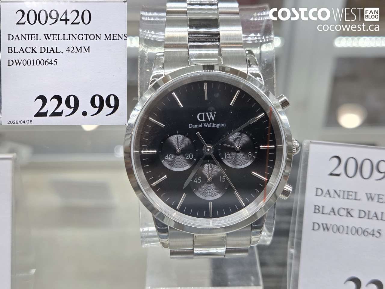 2009420 DANIEL WELLINGTON MENS BLACK DIAL, 42MM DW00100645 $299.99