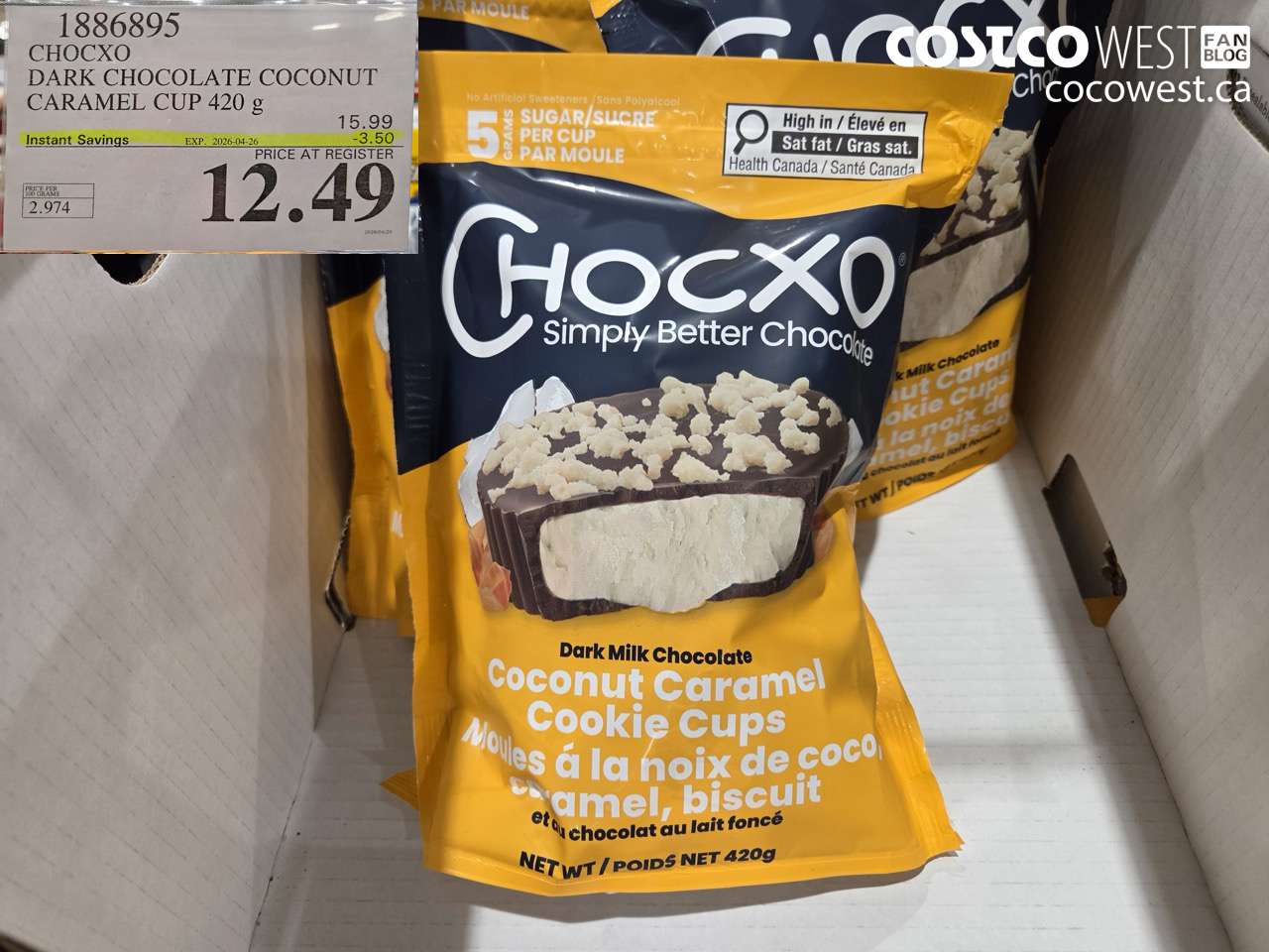 1886895 DARK CHOCOLATE COCONUT CARAMEL CUP 420 G ($3.50 INSTANT SAVINGS EXPIRES ON 2026-04-26) $12.49