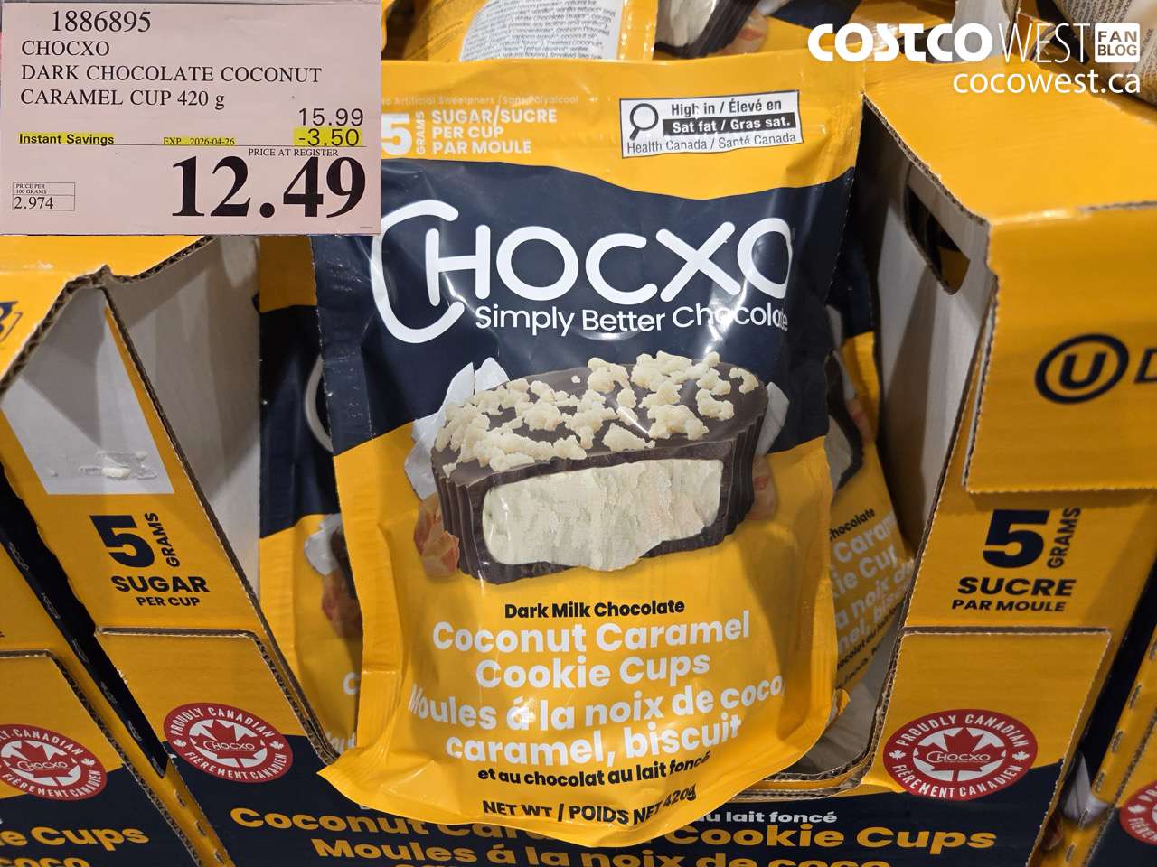 1886895 DARK CHOCOLATE COCONUT CARAMEL CUP 420 G ($3.50 INSTANT SAVINGS EXPIRES ON 2026-04-26) $12.49