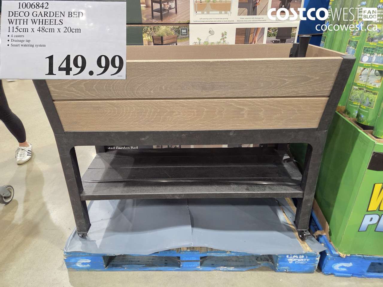 1006842 DECO GARDEN BED WITH WHEELS 115CM X 48CM X 20CM $149.99