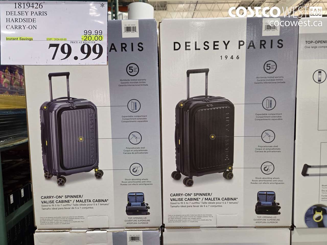 1819426 DELSEY PARIS HARDSIDE CARRY-ON ($20.00 INSTANT SAVINGS EXPIRES ON 2026-05-03) $79.99