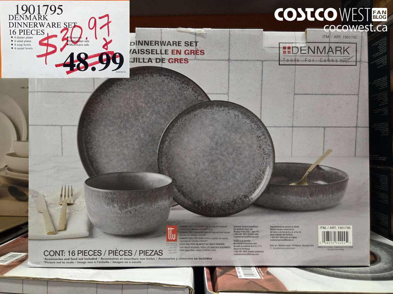 1901795 DENMARK DINNERWARE SET 16 PIECES $30.97