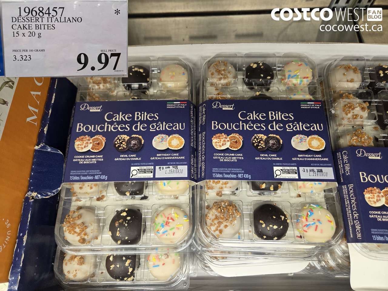 1968457 DESSERT ITALIANO CAKE BITES 15 X 20G $9.97