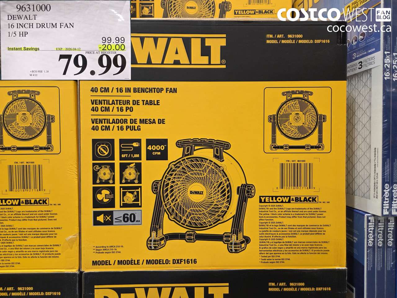 9631000 DEWALT 16 INCH DRUM FAN 1/5 HP ($20.00 INSTANT SAVINGS EXPIRES ON 2026-04-12) $79.99