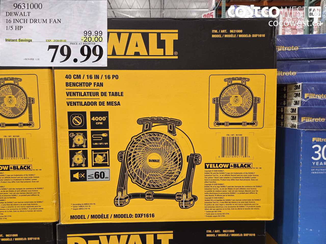 9631000 DEWALT 16 INCH DRUM FAN 1/5 HP ($20.00 INSTANT SAVINGS EXPIRES ON 2026-05-10) $79.99
